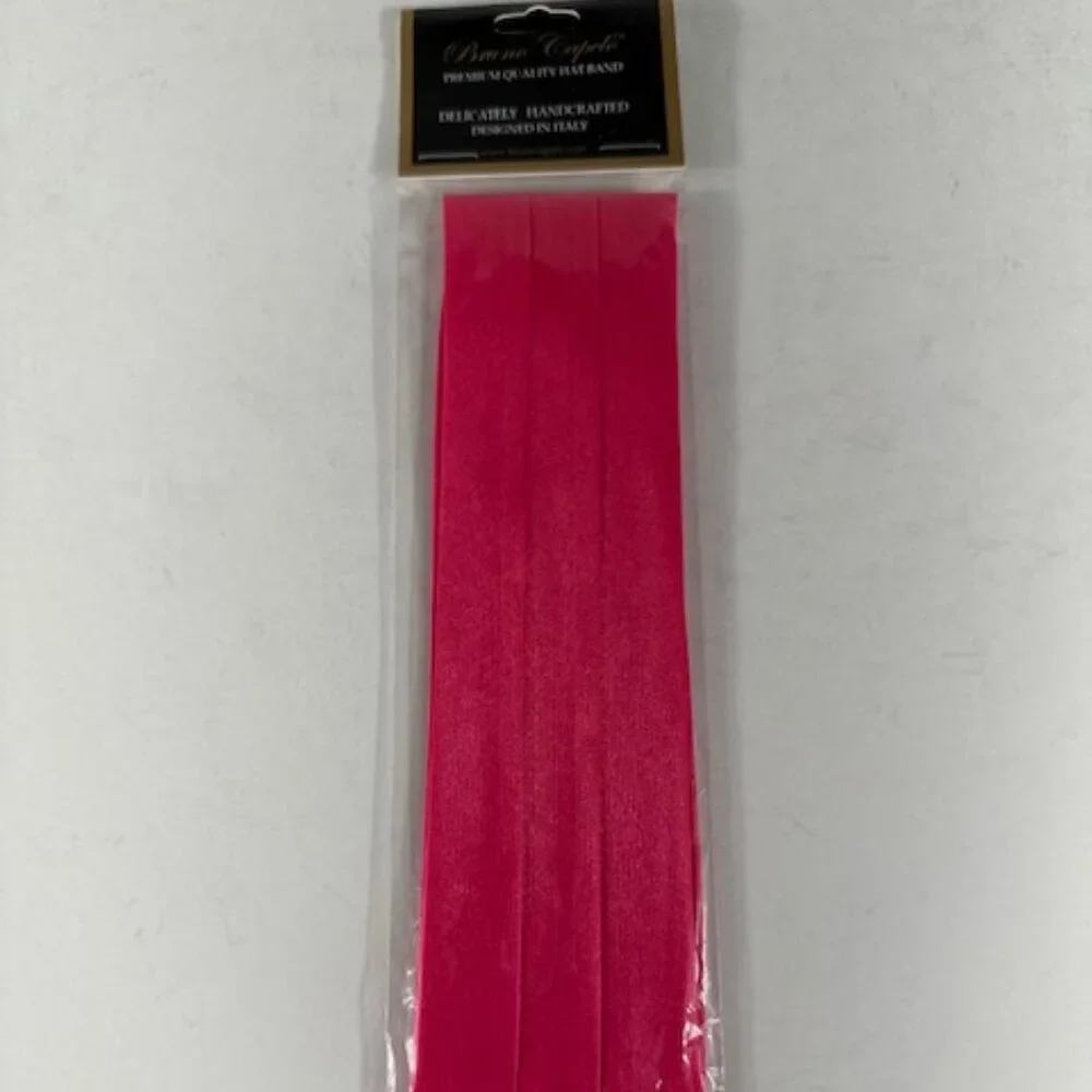 Bruno Capelo Men's Fuchsia Pink 3 Pleat Hat Band Premium 2 End Hooks 100% Satin